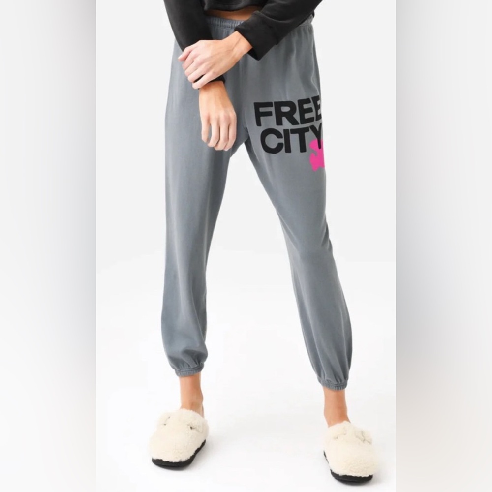 Freecity Gray Joggers with Pink Detail Size small
